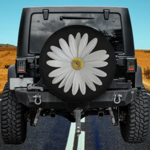 white marguerite daisy cut out flower spare tire cover no camera hole