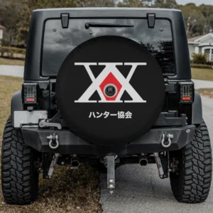 white xx red diamond hunter x hunter logo spare tire cover with camera hole for Honda CRV