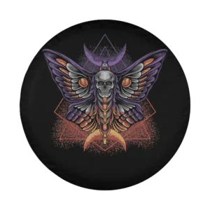 wiccan crescent skull moth geometric Halloween tire cover design only