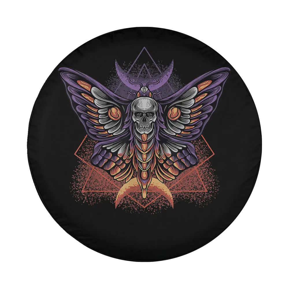 wiccan crescent skull moth geometric Halloween tire cover design only