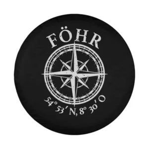 Föhr North Sea Island wind rose coordinates compass design for spare tire cover