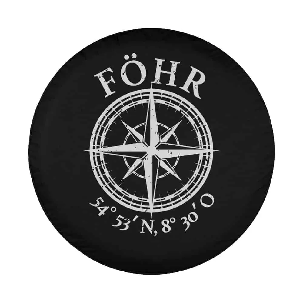 Föhr North Sea Island wind rose coordinates compass design for spare tire cover