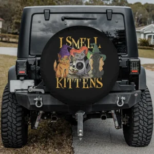 Halloween witch hats skull spellbook cat spare tire cover with backup camera hole option