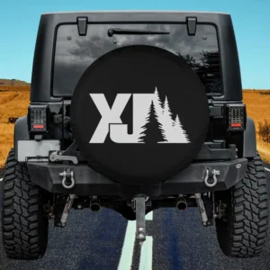 xj pine tree silhouette off road spare tire cover with no camera hole on Jeep