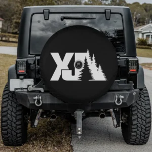 xj pine tree silhouette off road spare tire cover with backup camera hole option
