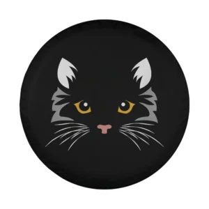 yellow eyes black cat face halloween graphic design for spare tire cover