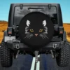 yellow eyes black cat face halloween spare tire cover no camera hole for Jeep SUV RV