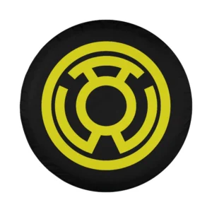 Yellow Lantern emblem black circle design for camper spare tire cover