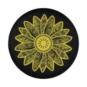Yellow mandala sunflower paisley pattern design for spare tire cover
