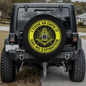 yellow oath emblem freemason masonic spare tire cover with camera hole for Jeep SUV