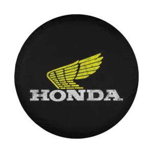 yellow wing distressed honda logo spare tire cover design graphic