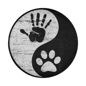 Distressed yin yang dog paw handprint spare tire cover design only