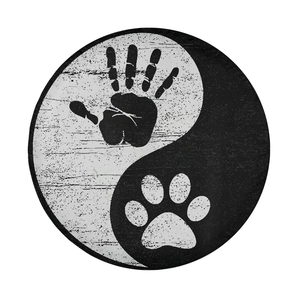 Distressed yin yang dog paw handprint spare tire cover design only