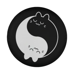 Minimalist yin yang sleeping cats design for custom spare tire cover