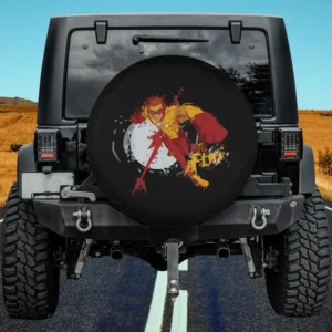 Young Justice splatter art Kid Flash logo spare tire cover no camera hole for Land Rover Defender