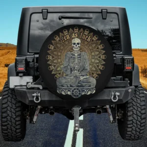 zen as fuck skeleton mandala meditation spare tire cover no camera hole Halloween Jeep
