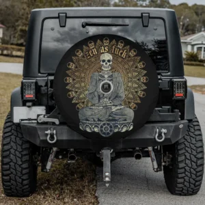 zen as fuck skeleton mandala meditation spare tire cover with camera hole for Jeep RV