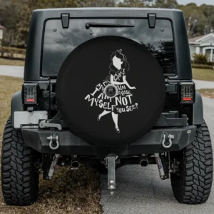 Alice silhouette with text quote Disney spare tire cover with camera hole