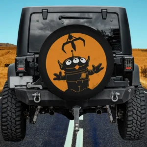 Alien under claw on orange Halloween Toy Story spare tire cover no camera hole