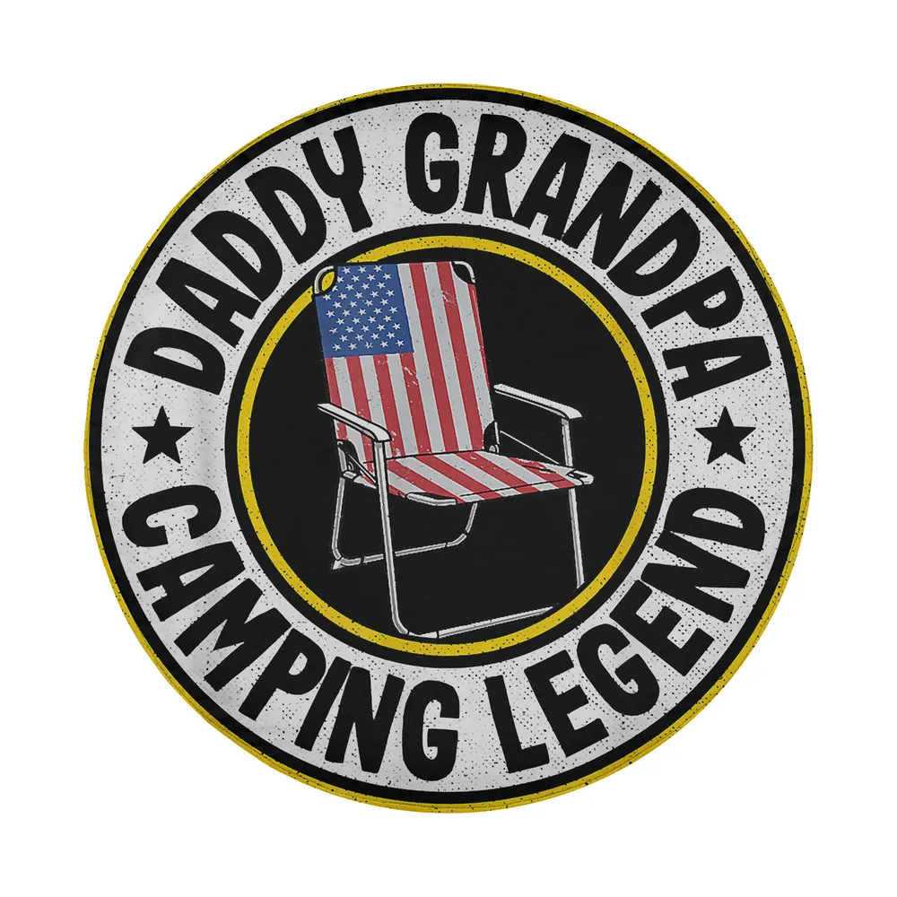 vintage badge with american flag camp chair daddy grandpa camping legend design