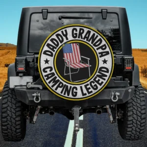 american flag chair daddy grandpa camping legend spare tire cover without camera hole on Jeep