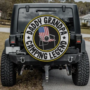 american flag chair daddy grandpa camping legend spare tire cover with backup camera hole for SUV