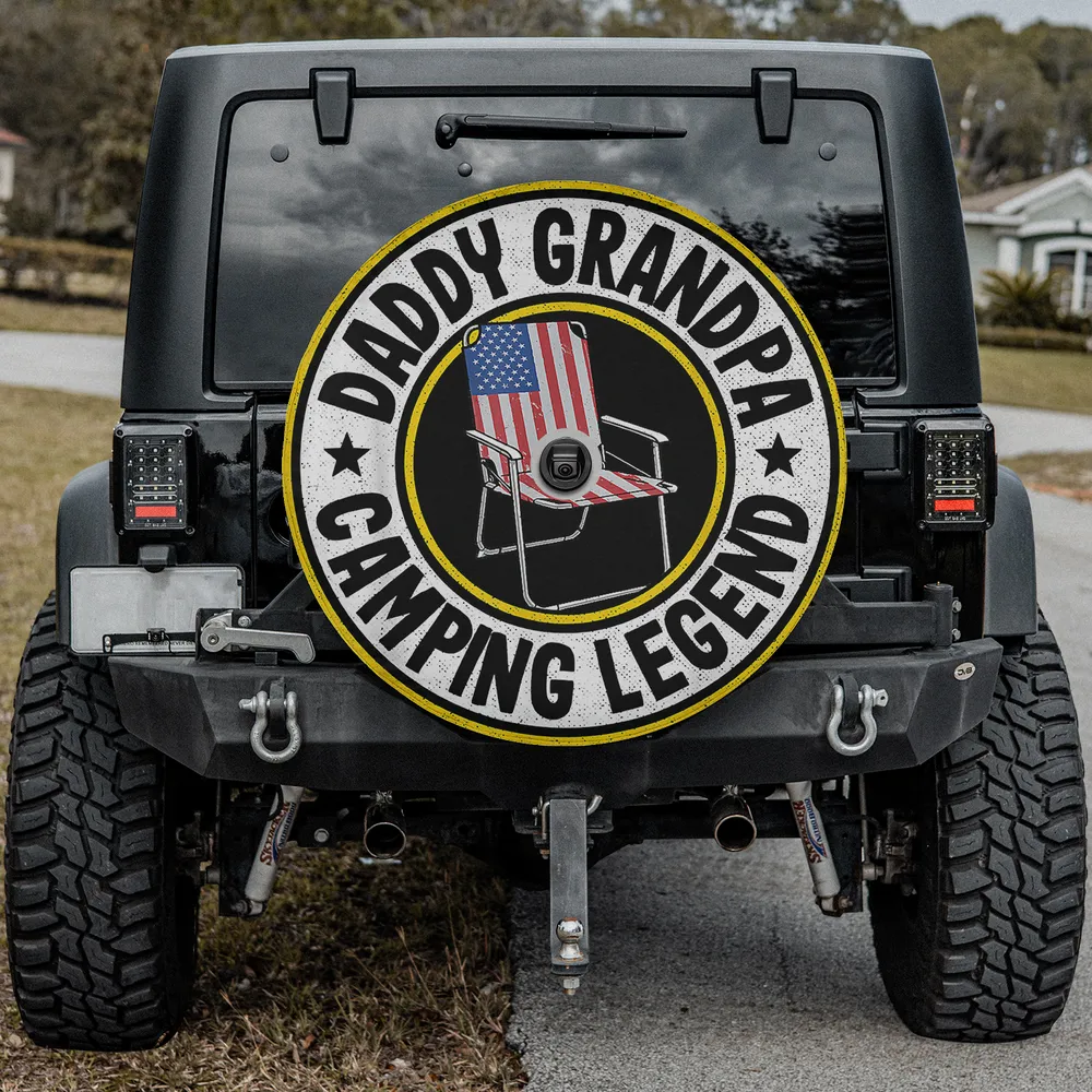 american flag chair daddy grandpa camping legend spare tire cover with backup camera hole for SUV