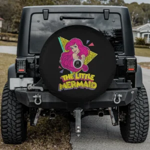 Ariel retro color block Disney The Little Mermaid spare tire cover with backup camera hole for Jeep Wrangler