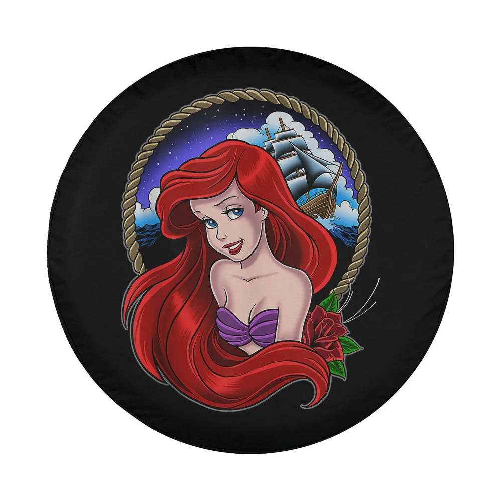 Ariel rope circle ship disney spare tire cover design closeup