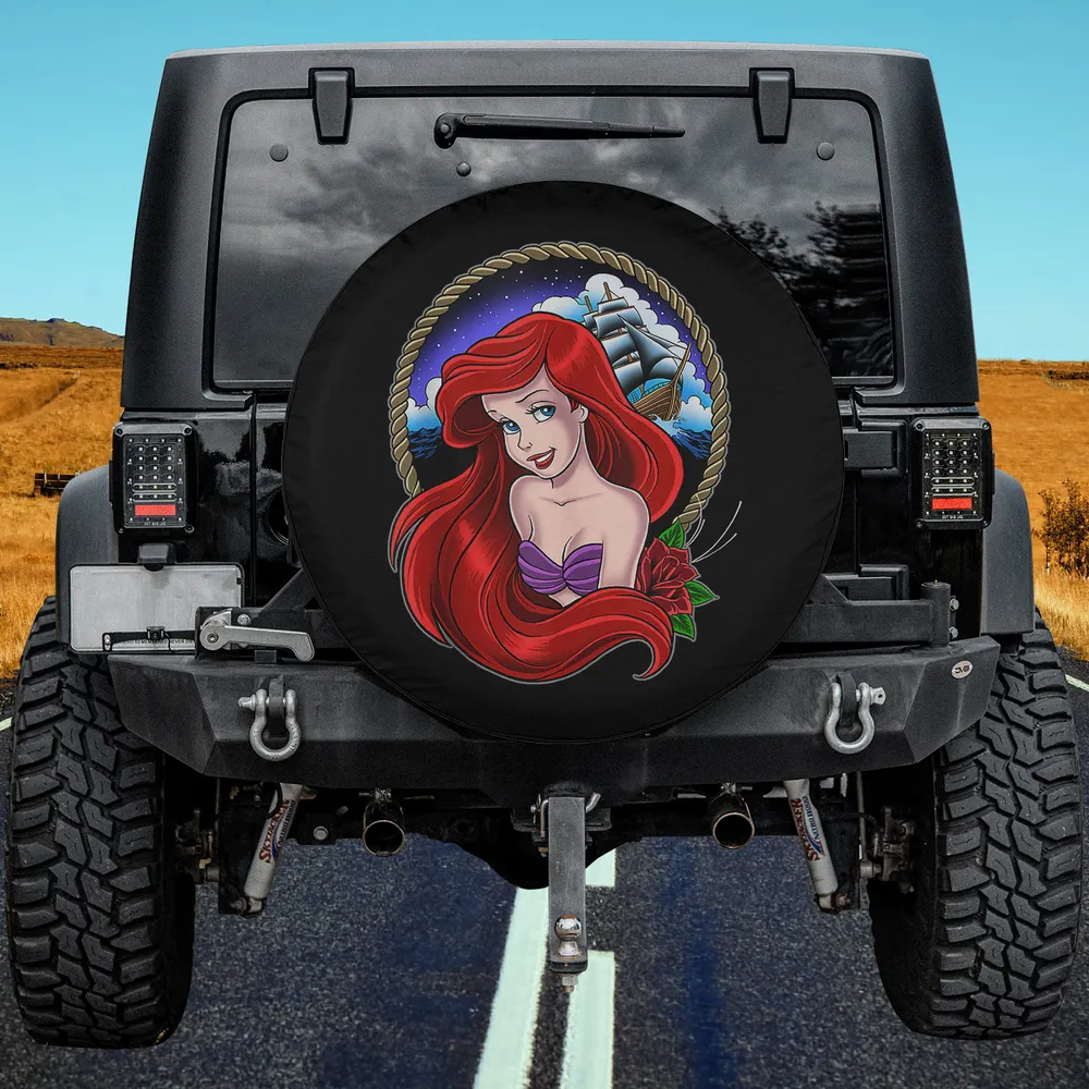 Ariel rope circle ship disney spare tire cover without camera hole on Jeep