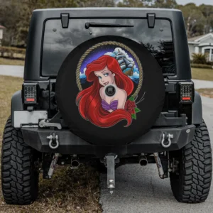 Ariel rope circle ship disney spare tire cover with backup camera hole on Jeep