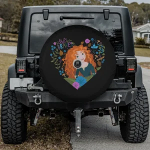 Be Brave heart wildflowers Merida spare tire cover with camera hole for SUV or RV