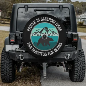 Bear mountain moon camping humor spare tire cover with camera hole option