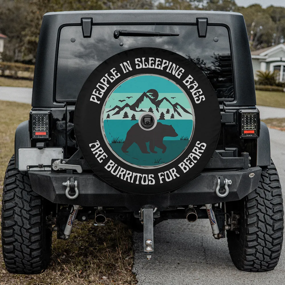 Bear mountain moon camping humor spare tire cover with camera hole option