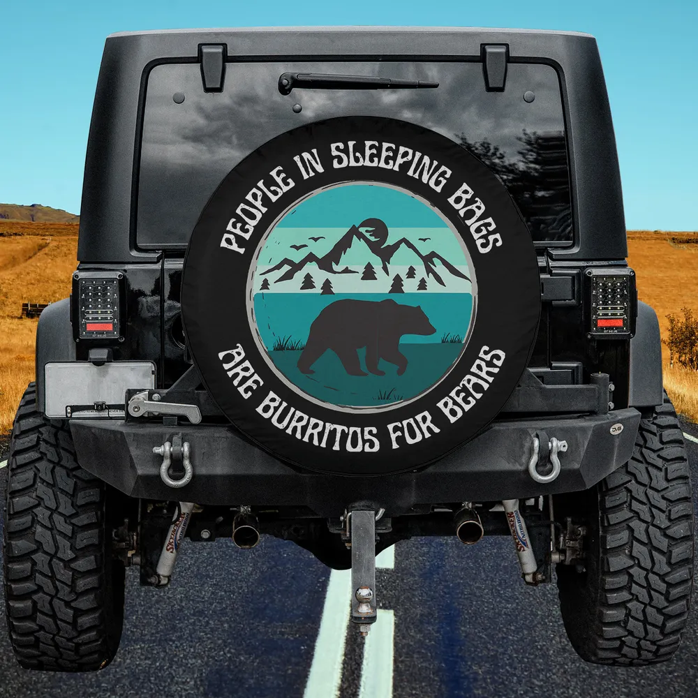 Bear mountain moon camping humor spare tire cover for Jeep and RV