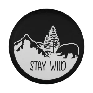 Bear mountain pine tree stay wild design for spare tire cover