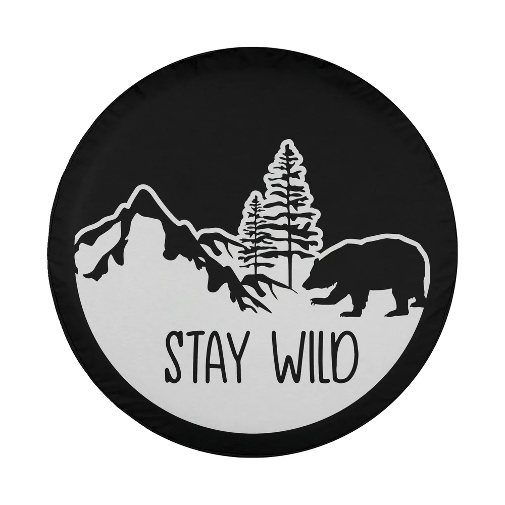 Bear mountain pine tree stay wild design for spare tire cover
