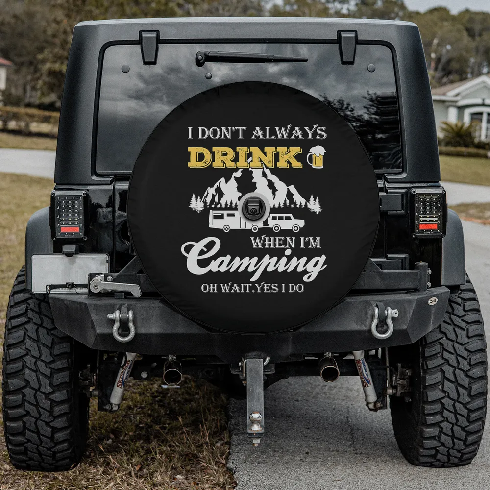 beer mug mountain retro camping spare tire cover for Jeep with backup camera hole