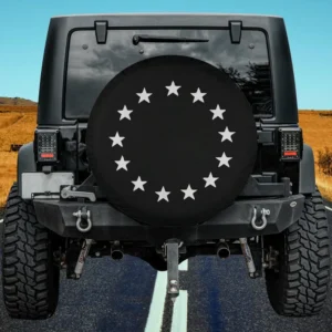 white circle stars betsy ross flag revolutionary war spare tire cover no camera hole