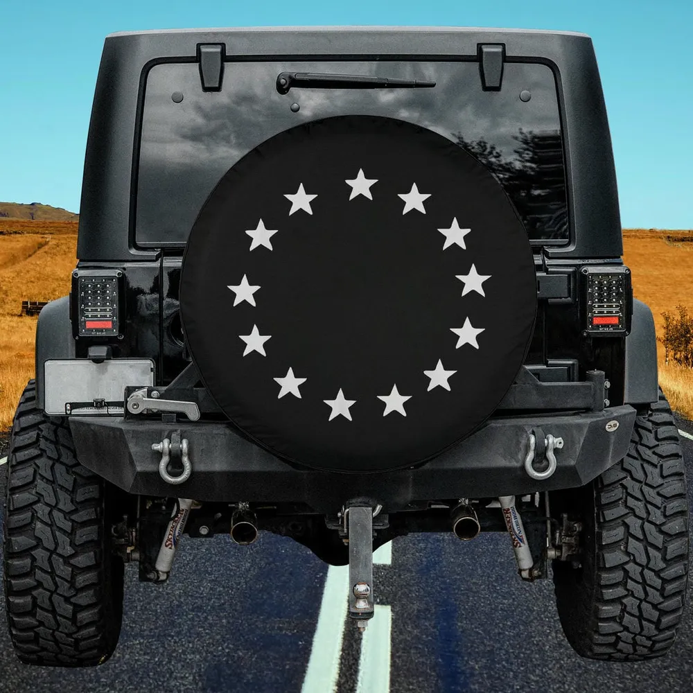 white circle stars betsy ross flag revolutionary war spare tire cover no camera hole