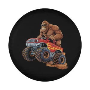 funny bigfoot monster truck sasquatch graphic design for spare tire cover