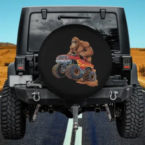 funny bigfoot monster truck sasquatch graphic spare tire cover no camera hole