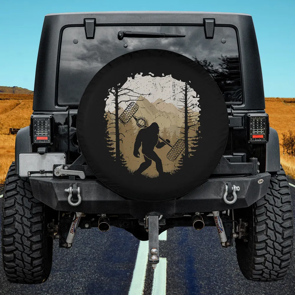 Bigfoot Tire Tracks Mountain Sasquatch Spare Tire Cover No Camera Hole