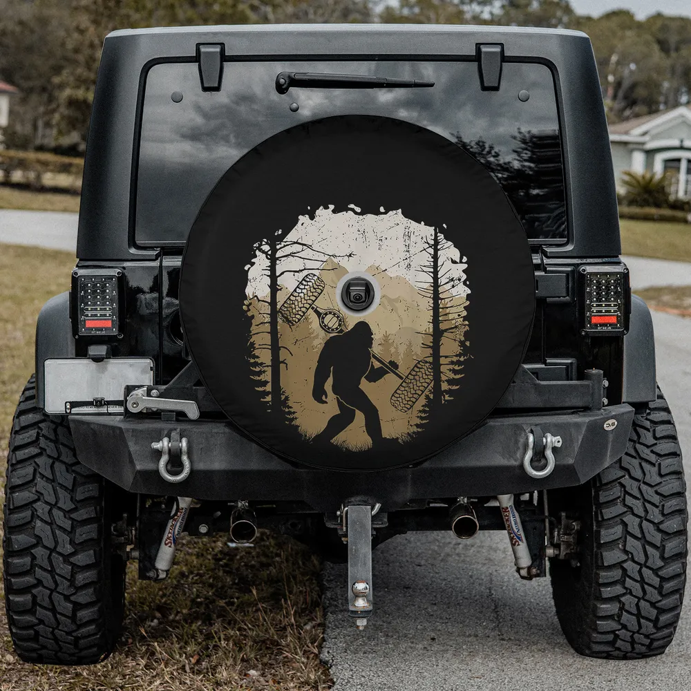 Bigfoot Sasquatch mountain tire tracks spare tire cover with camera hole for G-Class