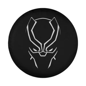 Minimalist Black Panther face line art Marvel Avengers spare tire cover design only