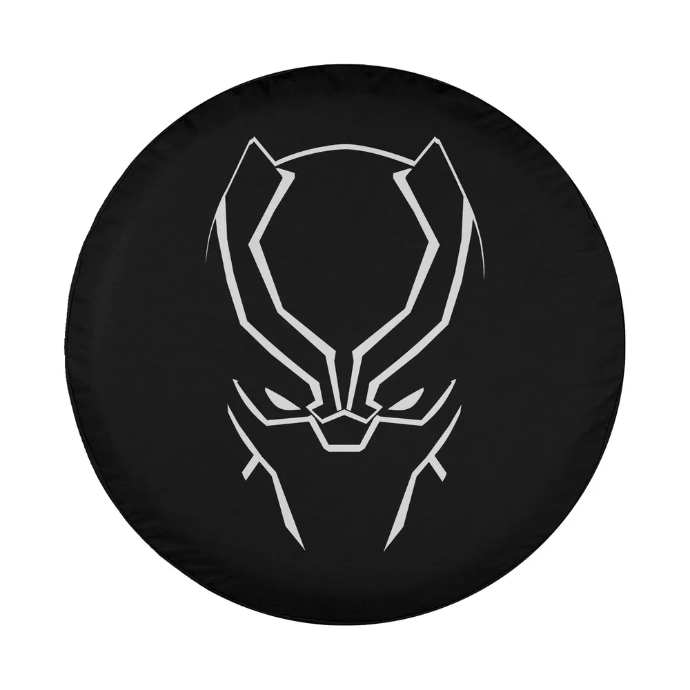 Minimalist Black Panther face line art Marvel Avengers spare tire cover design only