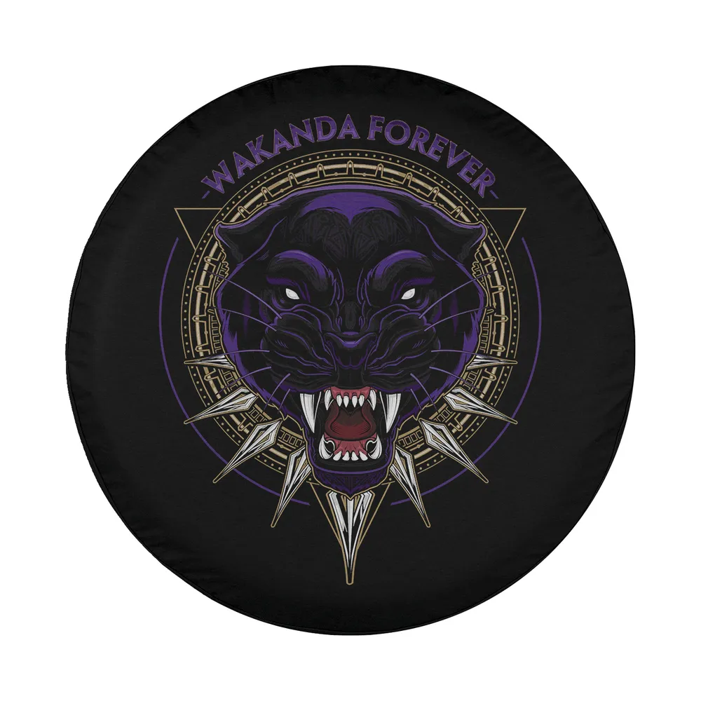 Black Panther Wakanda Forever tribal circle graphic design for spare tire cover