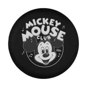 black white mickey mouse club logo retro design for spare tire cover