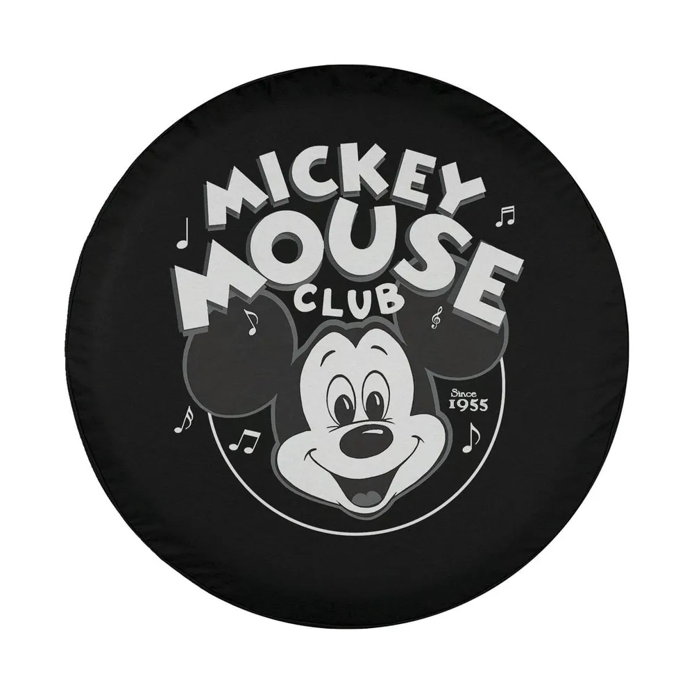 black white mickey mouse club logo retro design for spare tire cover