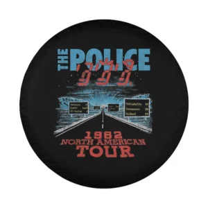 Blue Police logo highway road 1982 tour design for spare tire cover